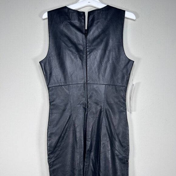 Susana Monaco 100% Lambs Leather Pencil Dress Women's 4 Black Party NWT - Picture 3 of 15